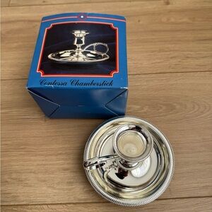 Silverplate Candle Holder Finger Loop Thumb Rest Silver Candlestick Vintage